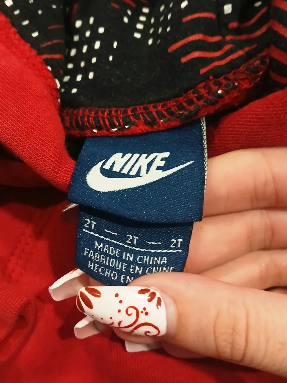 Nike Red Hoodie with Black Sleeves Kids 2T Back To School Fall Colorblock Casual